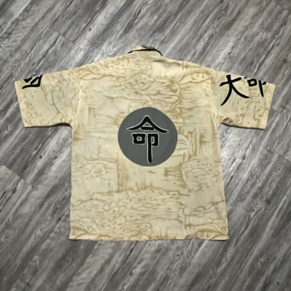Vintage Samurai Kanji Graphic Button Up Shirt L - Picture 2 of 7